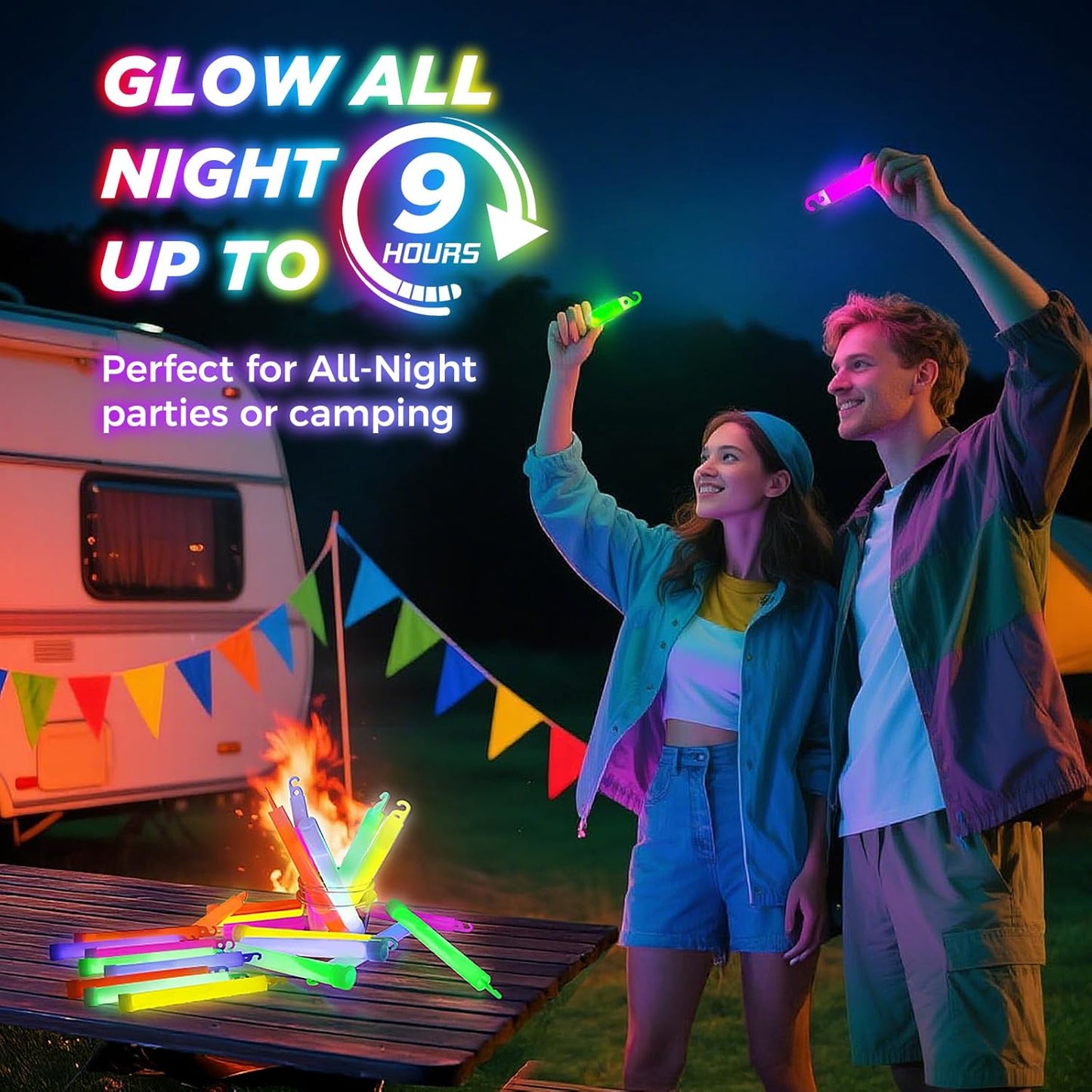 54Pcs Glow Sticks - 4 inch Glow In the Dark Sticks Halloween Party Favors, Waterproof Glow Sticks Lights Bulk Party Pack for Kids with 10 Hours Duration, Party Favors Light Stick for Halloween Party