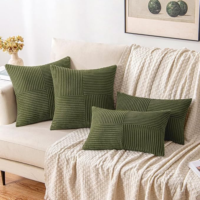 MIULEE Olive Green Decorative Throw Pillow Covers 20x20 Inch - Image 2