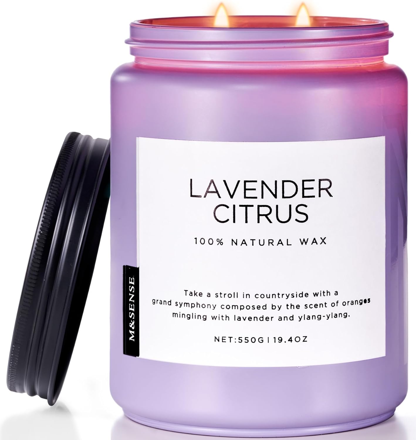 M&SENSE Lavender Citrus Candles, 19.4oz 110H Burn Time Large Natural Soy Candles for Home Scented, Stress Relief Aromatherapy Gifts for Mom Friends Teacher & Spa, Bath, Yoga