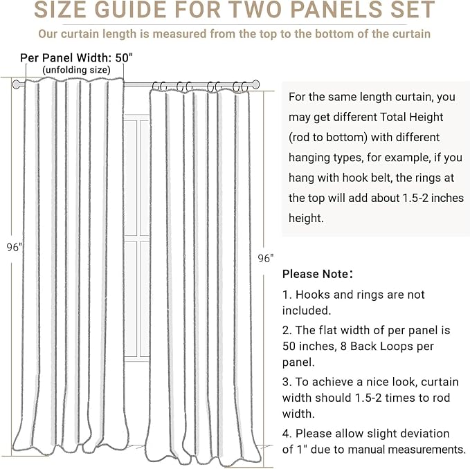 100% Blackout Shield Creamy Peach Linen Blackout Curtains - Image 7