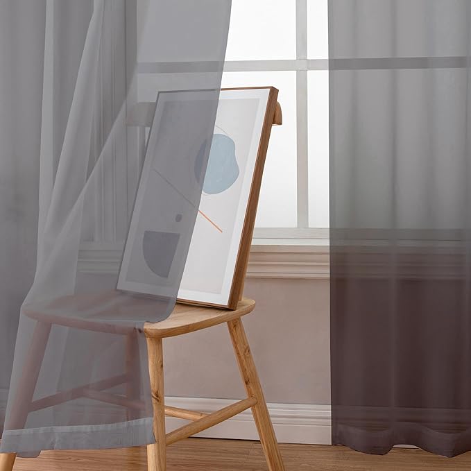 OWENIE Grey Sheer Curtains, Sheer Curtains 78 inches Long 2 Panels Set - Image 9
