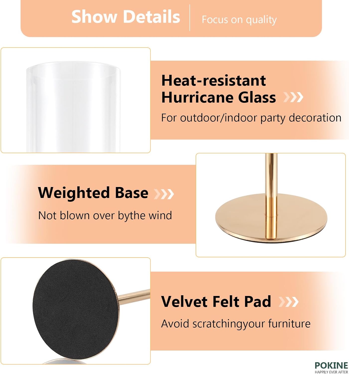 Gold Candle Holders Set of 3 for Glass Taper Candle Holders,Hurricane Candlestick Holder for Home Decor, Wedding, Dinning, Party Decorative, Anniversary (3,Gold)