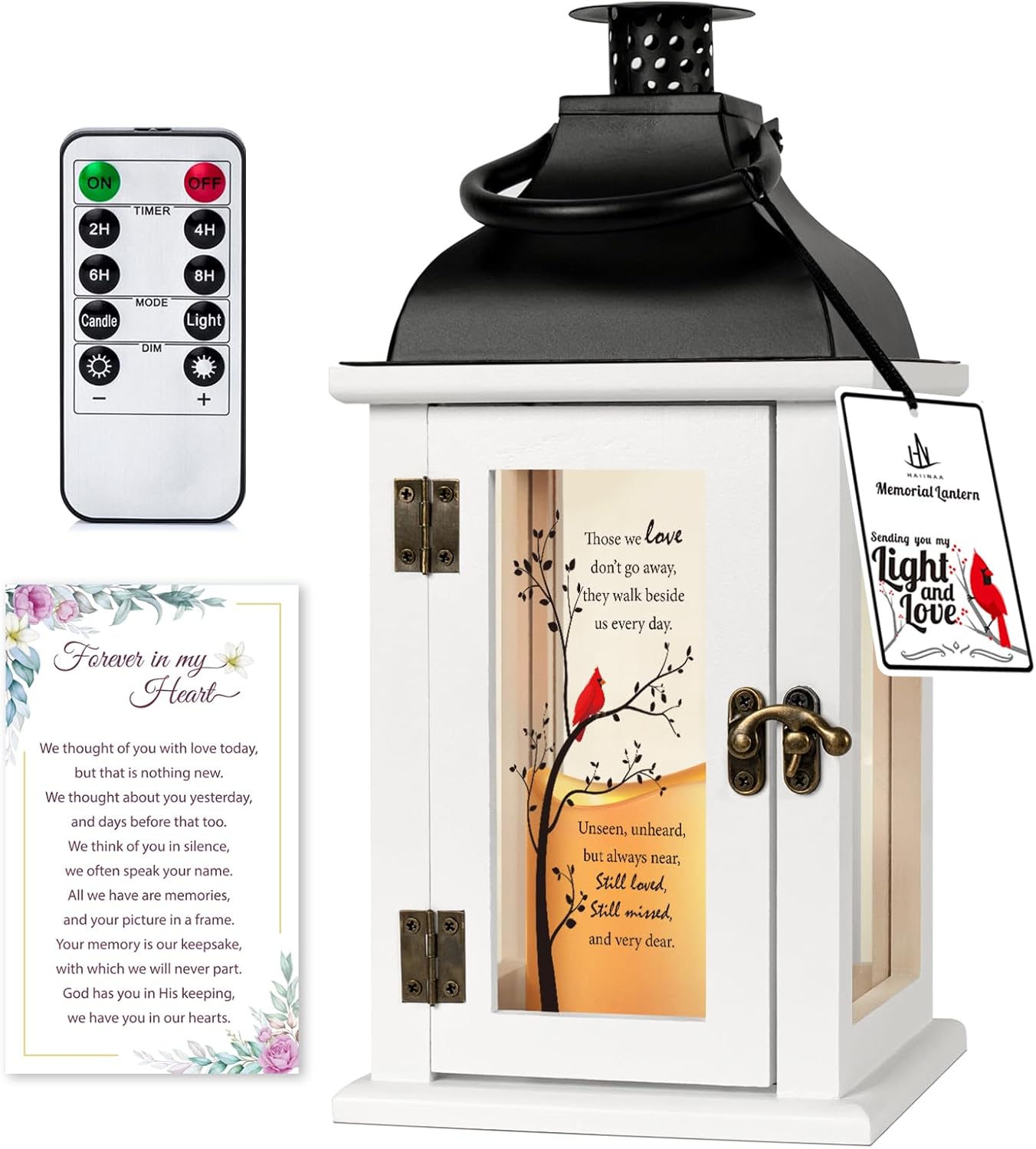 Memorial Lantern - Bereavement Sympathy Gifts for Loss of Loved One Memorial Gifts for Loss of Mother Loss of Father Remembrance Gifts Thoughtful Funeral Gifts with LED Candle and Remote