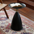 Small Round Black Side Table for Small Spaces, Pedestal Modern Couch End Tables for Living Room, Unique Accent Sofa Drink Table Metal Martini Tables for Recliner, Bedroom