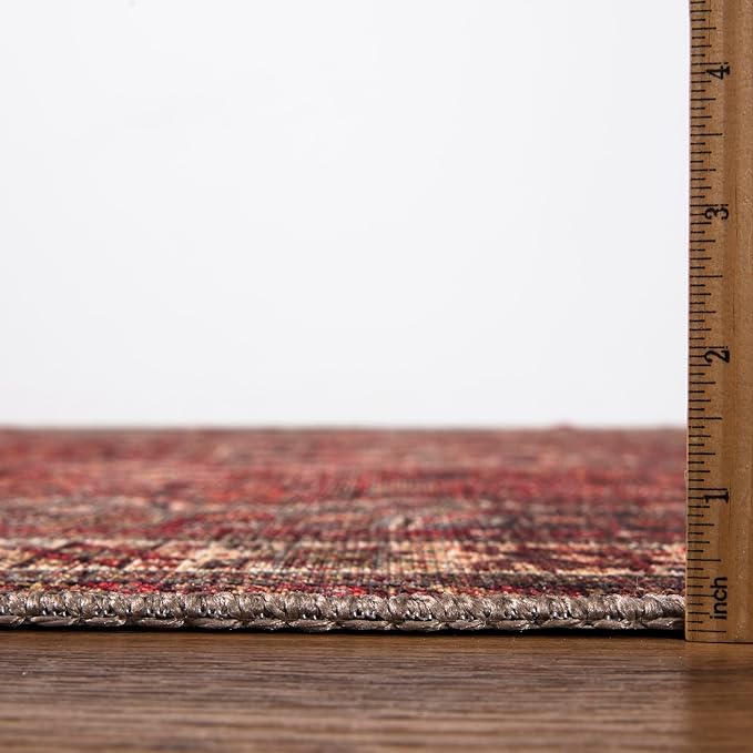 Keen Home Design 8x10 Rug - Machine Washable Area Rug with Non-Slip Backing, Ideal for Living Room, Dining Room, Bedroom - Vintage, Easy Clean, Durable, Low Pile Rug - (8' x 10')