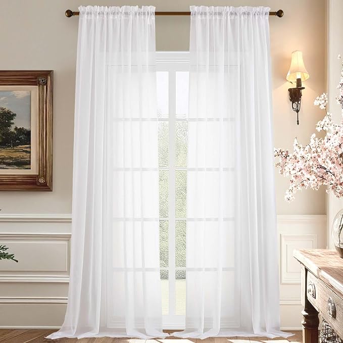 Aiyufeng 108 Inch White Sheer Window Curtains by Aiyufeng