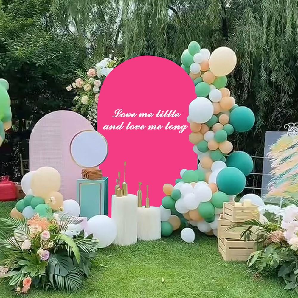 Hot Pink 7.2ft Arch Backdrop Cover - Round Top Chiara Double Sided for Wedding, Baby Shower, Birthday Party - Balloon Arch Spandex Decorations