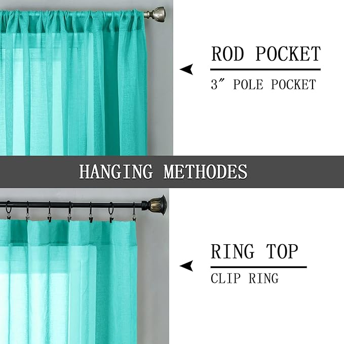Tollpiz Sheer Curtain Linen Textured Living Room Curtains Sheer Light Filtering - Image 5