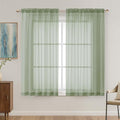 OVZME Sage Green Sheer Curtains 63 Inches Long 2 Panels Set, Light Filtering by OVZME