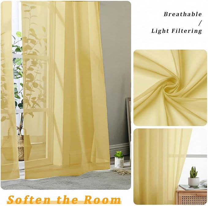Gwine Short Kitchen Sheer Curtains 36 Inch Length - Image 5