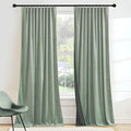 RYB HOME Mint Green Velvet Curtains 90 inches Long, Room Darkening, Floor-Length by RYBHOME