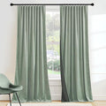 RYB HOME Mint Green Velvet Curtains 102 inches Long, Room Darkening, by RYBHOME