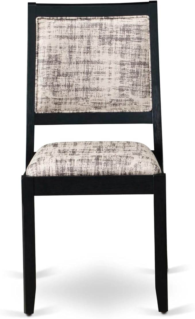 East West Furniture LGX25-BLK-30 -5 Piece Dining Set Includes a Rectangular Kitchen Table with Black Tabletop and 4 Stackable Polyester Fabric Chairs, Black