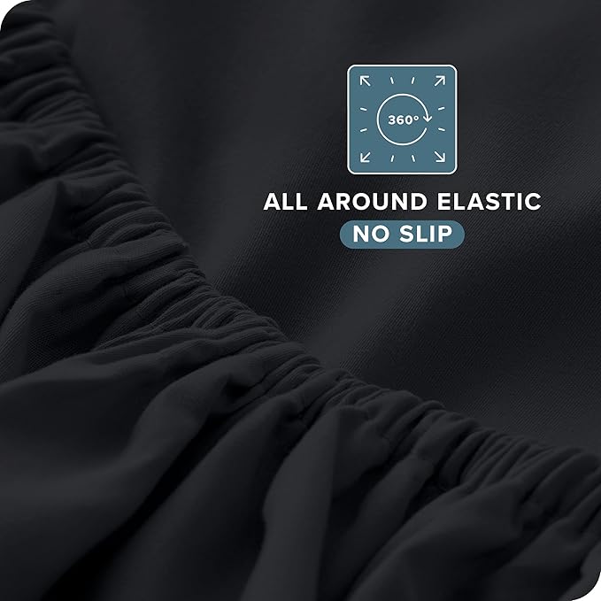 Bare Home Queen Sheet Set - Luxury 1800 Ultra-Soft Microfiber Queen Bed Sheets - Double Brushed - Deep Pockets - Easy Fit - 4 Piece Set - Bedding Sheets & Pillowcases (Queen, Black)