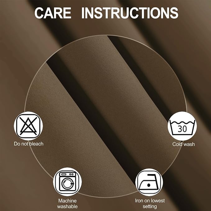 LEMOMO Blackout Curtains 52 x 84 inches Long Brown Curtains Set of 2 Panels - Image 4