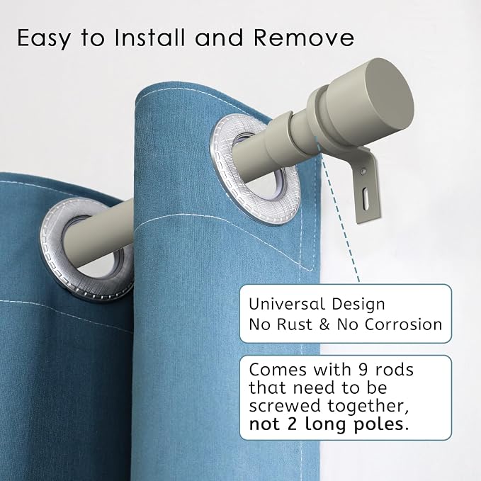 Byondeth Curtain Rods for Windows 16 to 144 Inches Adjustable Length 1 Inch - Image 2