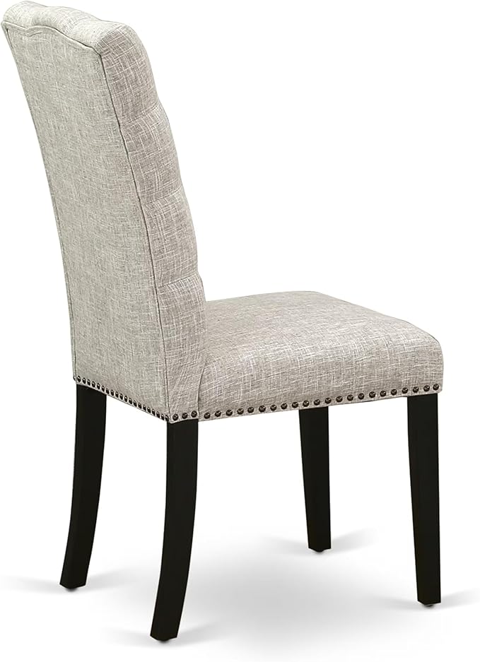 East West Furniture V677EL635-6 6 Piece Dining Table Set Contains a Rectangle Kitchen Table with V-Legs and 4 Doeskin Linen Fabric Upholstered Chairs with a Bench, 40x72 Inch, Multi-Color