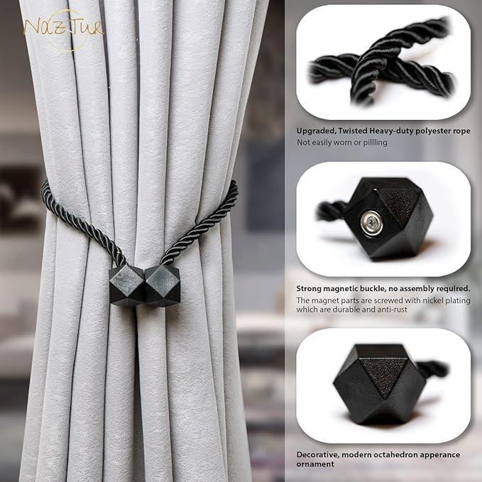 NazTur Magnetic Curtain Tiebacks- Upgrade 2022 - Image 6