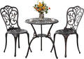 Outdoor Bistro Set 3 Piece Patio Bistro Set with Umbrella Hole, Weather Resistant Bistro Table and Chairs Set of 2 for Porch Garden, Bronze