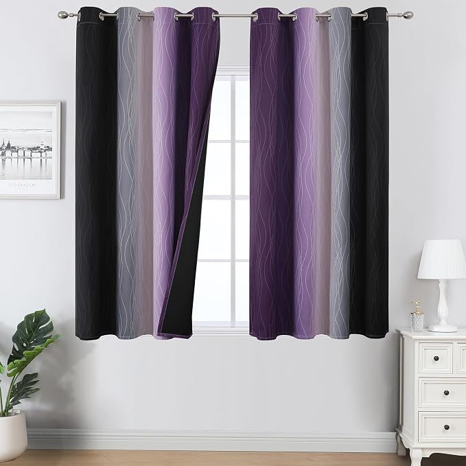 Estelar Textiler Black and Purple Ombre Blackout Curtains 54 Inch Length 2 by ESTELARTEXTILER