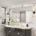 Brushed Nickel Bathroom Mirror 72x40 Inch, Brushed Silver Metal Frame Mirror Wall Mounted, Rounded Rectangle Bathroom Vanity Mirror, Tempered Glass, Anti-Rust, Horizontal/Vertical