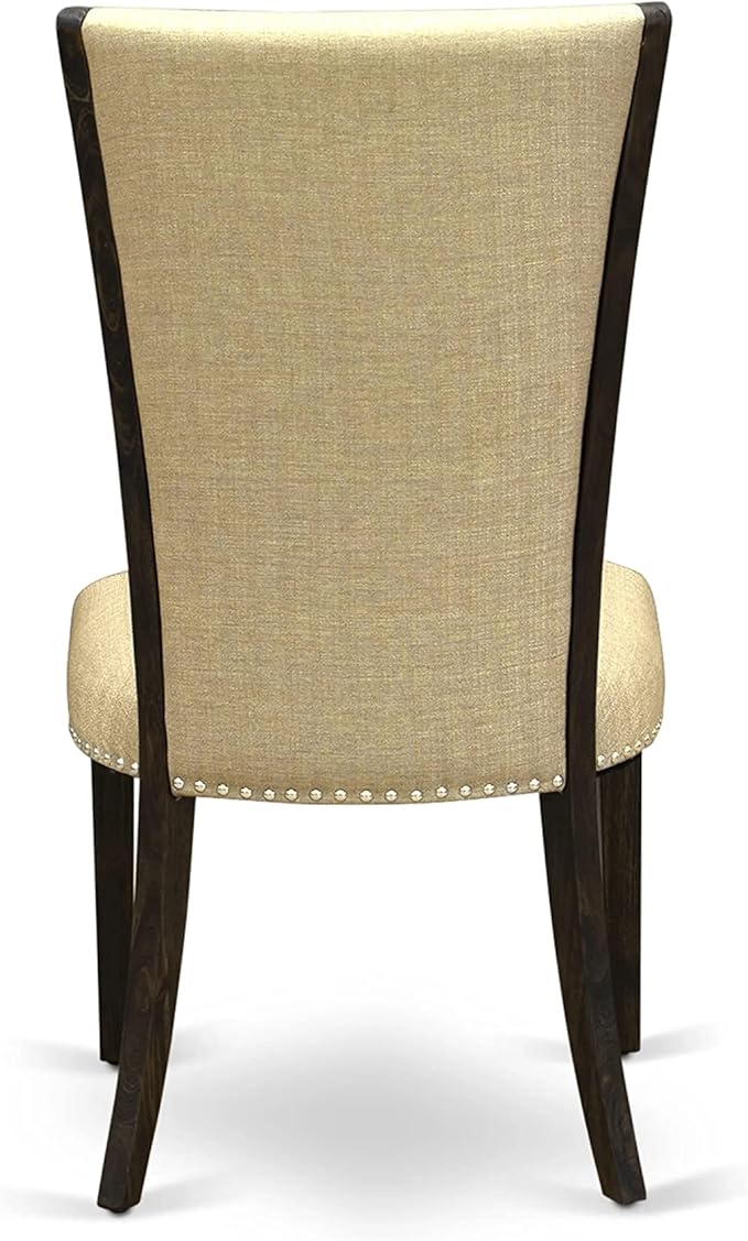 East West Furniture X727VE703-7 7 Piece Modern Dining Table Set Consist of a Rectangle Wooden Table with X-Legs and 6 Brown Linen Fabric Upholstered Parson Chairs, 40x72 Inch, Multi-Color