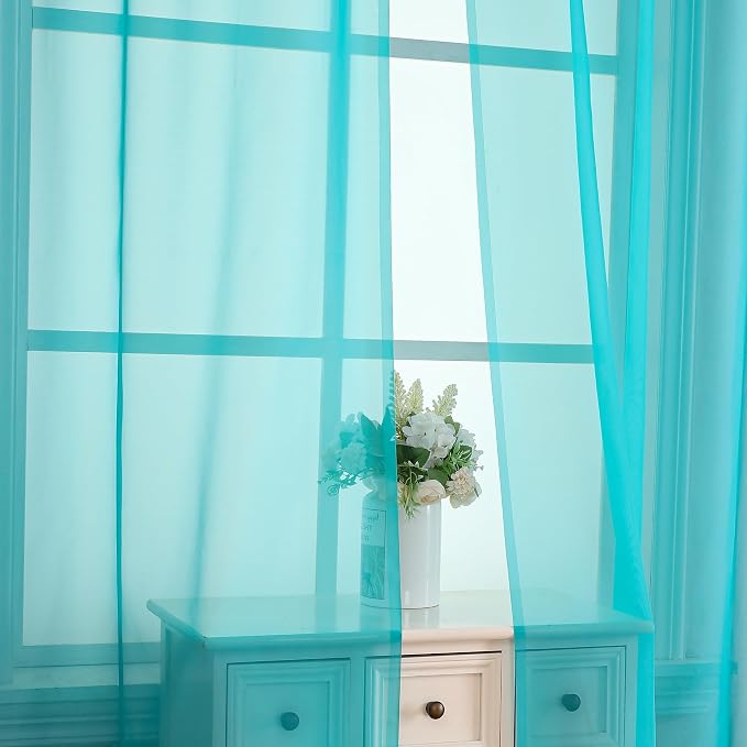 OVZME 2 Panels Sheer Curtains 108 Inches Long, Light Filtering Semi Transparent - Image 6