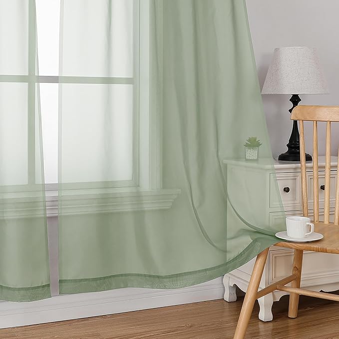 Simplebrand Rod Pocket Top Solid Voile Sheer Curtains - Image 4