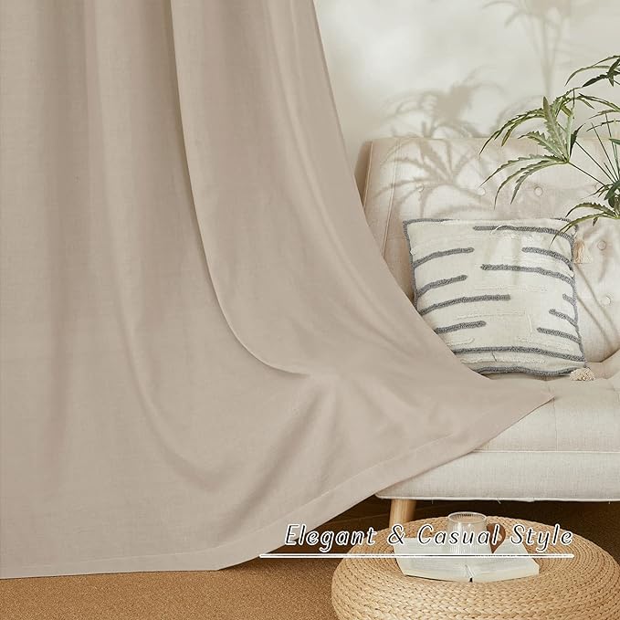 NICETOWN Linen Taupe Window Curtains 84 inches Long, Grommet Thick Linen Blend - Image 4
