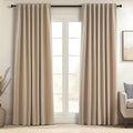 Topfinel Blackout Linen Blend Curtains 96 Inches Long 2 Panels, Back Tab and by Topfinel