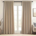Topfinel Tan Blackout Curtains for Living Room 100 inch Long, Thick Linen Pinch by Topfinel
