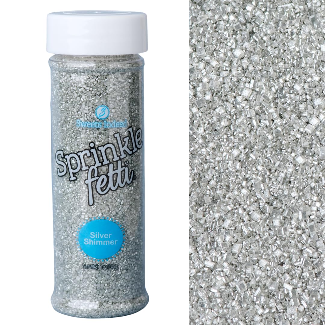 Sweets Indeed Sprinkles, Edible Sprinkle Sugar Mix, Perfect for Cake Decorations, Baking, Ice Cream, Cookies, Cupcake Topper, 5 ounces (Silver)