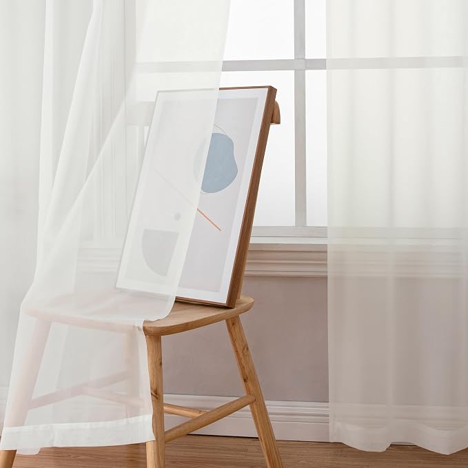 Aiyufeng 2 Pack: Basic Ivory Sheer Curtain Drapes - Image 6
