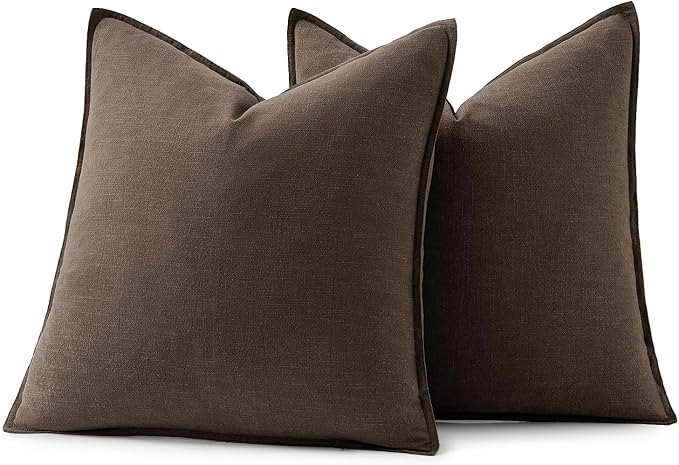 MIULEE Decorative Linen Pillow Covers 18x18 Inch Dark Coffee Chocolate Boho - Image 6