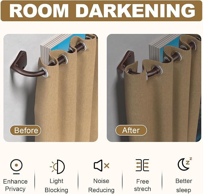 GXOACKJ Brown Curtain Rods for Windows 28 to 48 inch, 5/8 inch Adjustable Wrap - Image 2
