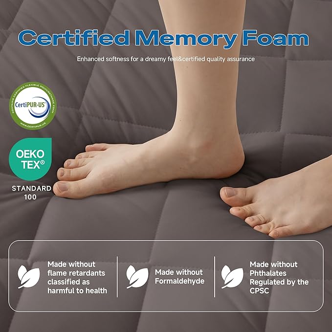 Japanese Floor Futon Mattress, Roll Up Tatami Mat, Sleeping Pad, Shikibuton, CertiPUR-US Certified Foam Floor Bed Mattress for Sleeping, Dormitory, Guest Bed, Designed in Japan(Grey, Twin)