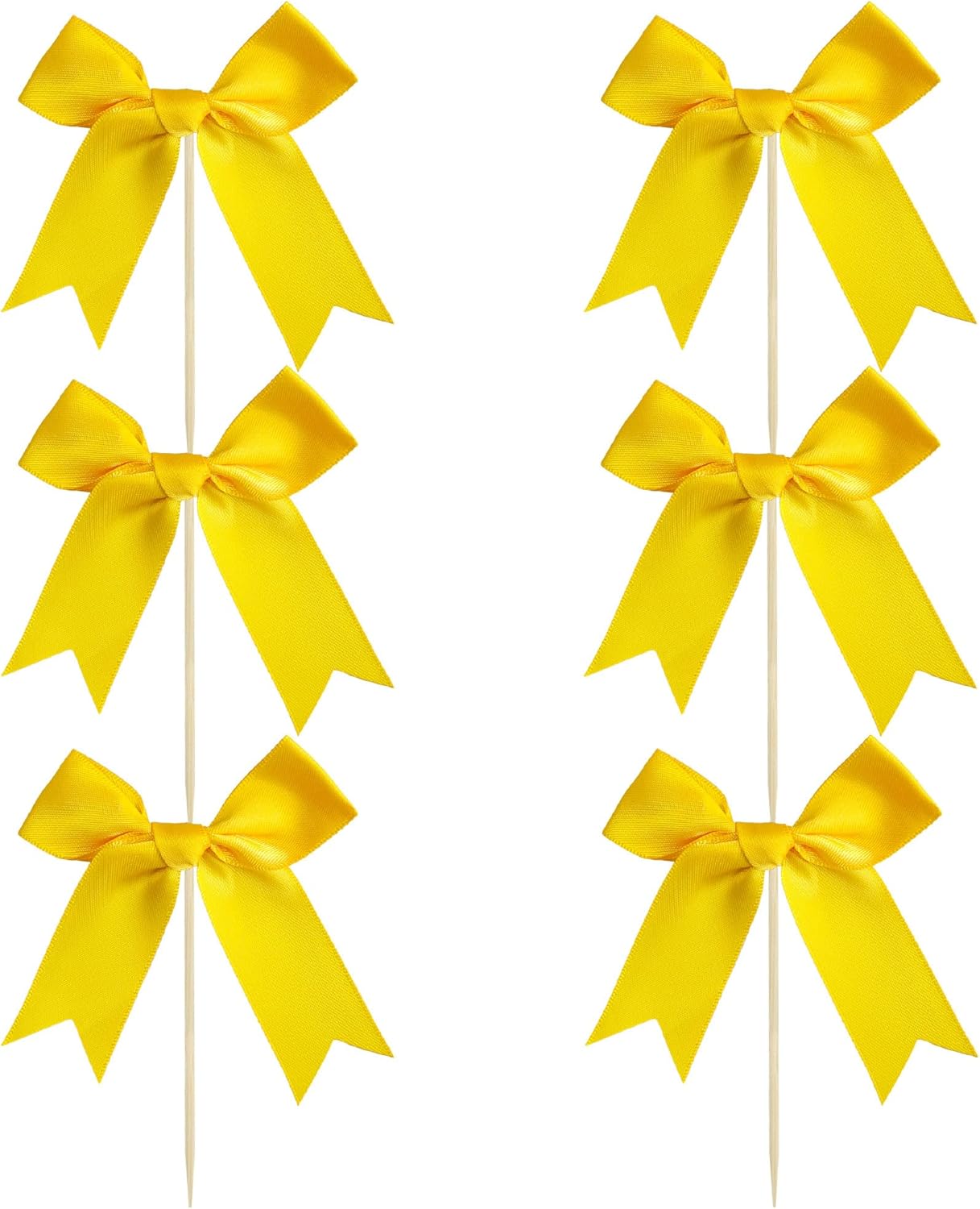 Ephlyn 24Pcs Yellow Bow Cupcake Toppers Bow Cake Topper Birthday Decorations Mini Bowknot Cupcake Picks for Coquette Theme Party Decoration Bachelorette Bridal Engagement Wedding Party Yellow