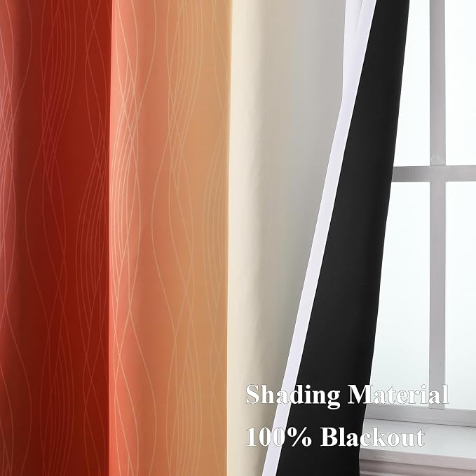 Estelar Textiler Burnt Orange and Greyish White Ombre Blackout Curtains 84 Inch - Image 5