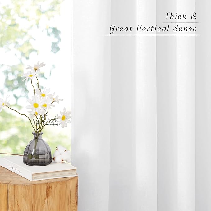 NICETOWN Linen White Curtains for Sliding Glass Door 2 Panels Set, Grommet - Image 6