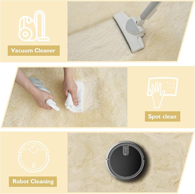 Shag Area Rug for Bedroom 4x6, Ivory Fluffy Area Rugs for Living Room, Soft - Image 5