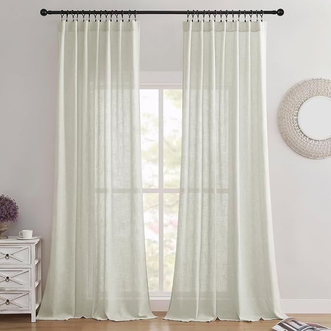 Joydeco Linen Curtains 72 Inch Length 2 Panel Sets, Light Filtering Curtains - Image 2