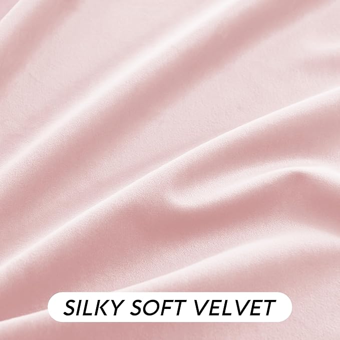 RYB HOME Pink Velvet Curtains 96 inches, Back Tab Soft Fabric Room Darkening - Image 3