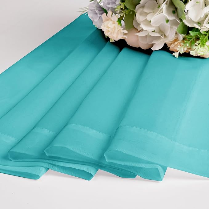 Chyhomenyc Sheer Turquoise Tier Curtains 24 Inch Length, Small Window Curtains - Image 8