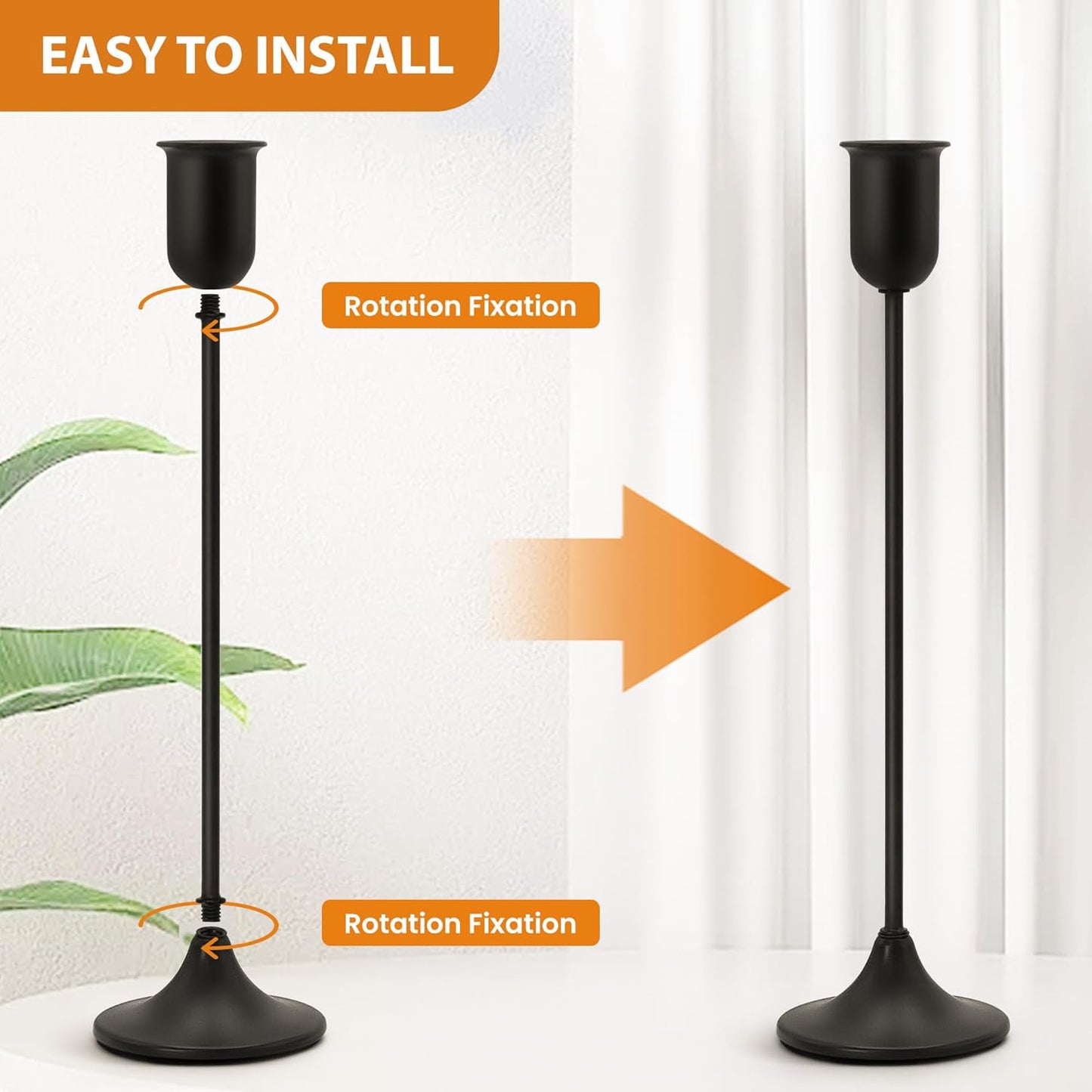 Candle Holder - 3 PCS Candlestick Holders - Vintage Candle Stick Holder - Modern Decorative Centerpiece - Cozy Atmosphere Gift for Home Decor, Wedding, Halloween Party - Black Taper