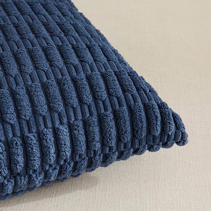 Fancy Homi 4 Packs Dusty Blue Decorative Throw Pillow Covers 22x22 Inch - Image 4
