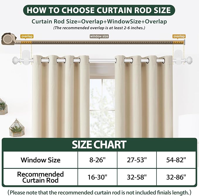 KAMANINA White Curtain Rod No Drilling 32 to 58 Inches, 5/8 Inch Adjustable - Image 7