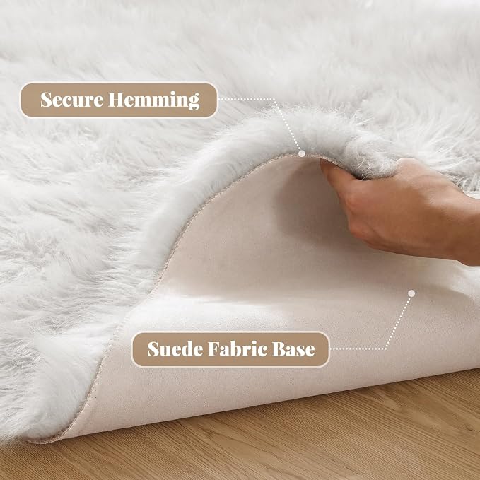 ORINOVA White Small Circle Fluffy Rugs - Image 2