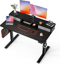55x24 Inch Standing Desk with Double Drawers, C-Clamp Mount Compatible, Electric Adjustable Height Computer Stand Up Desks, Home Office Sit Stand Table with 3 Preset Heights & 2 Hooks, Black