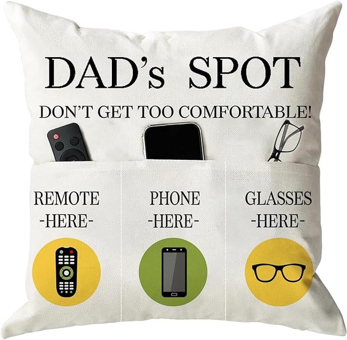 ONFAON Father's Day Throw Pillow Case, Dad's Spot Throw Pillow Covers 18 x 18 by ONFAON
