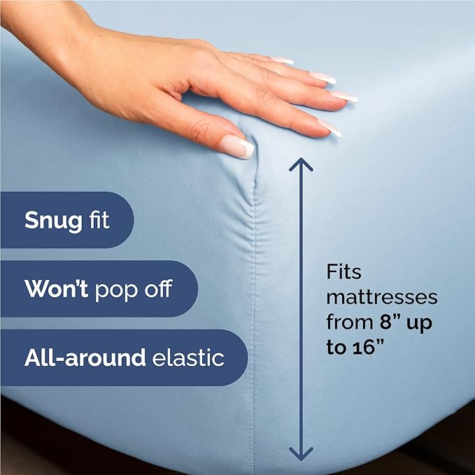 Full Size 4 Piece Sheet Set - Comfy Breathable & Cooling Bed Sheets Set - Hotel Luxury Bedding for Women, Men, Kids, Teens, Boys & Girls - Deep Pockets, Soft and Wrinkle Free - Oeko-Tex - Light Blue